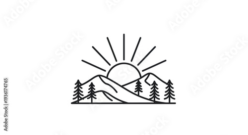 Mountain sunrise illustration