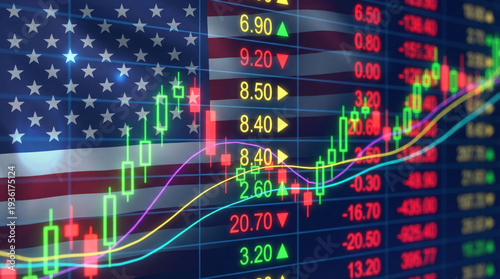 Usa economy financial chart background with stock market data movement concept