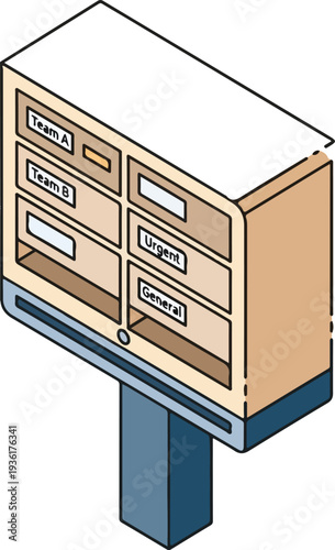 Office Filing Cabinet with Multiple Drawers and Pedestal.