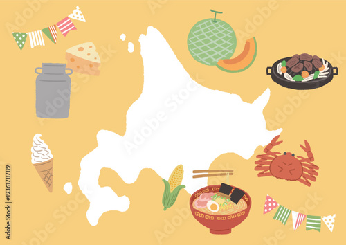 北海道フェア　ポスター　グルメイラスト