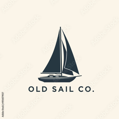 Tableau sur toile Vintage sailboat logo design for a sailing company.