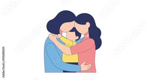 Two Women Embracing Each Other Tightly Together.