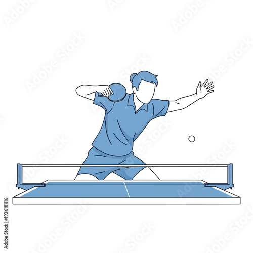 Man Playing Table Tennis, Ping Pong Sport Action Shot, Athlete Hitting Ball