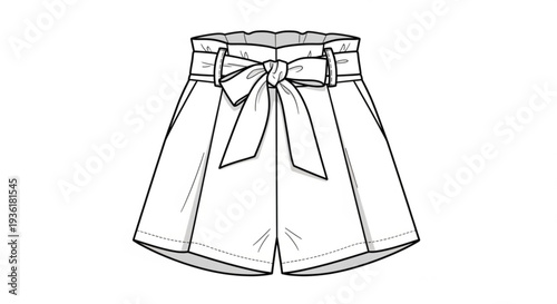 Women High Waist Shorts Fashion Clothing Line Art Illustration
