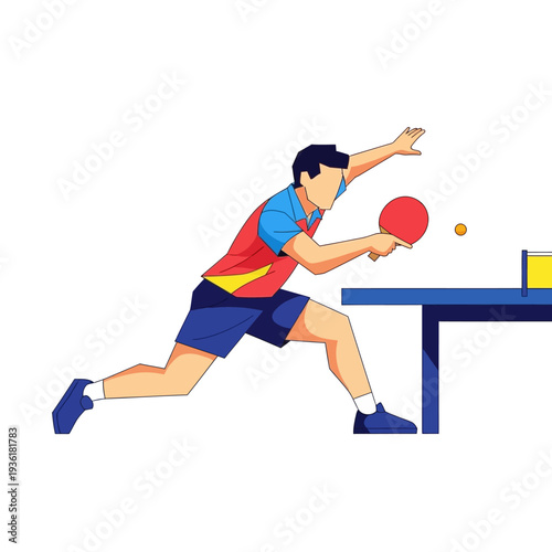 Table Tennis Player Action Shot: Athlete Serving a Ping Pong Ball