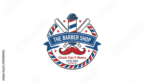 Barber shop logo with classic cuts and shaves illustration