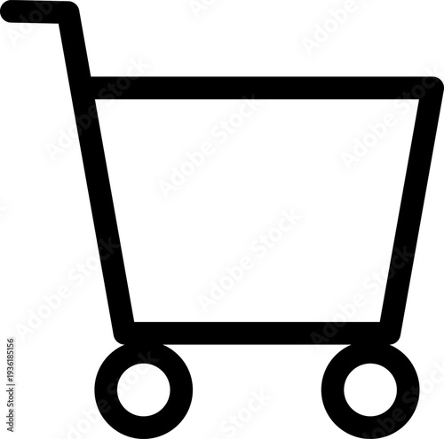 ショッピングカートのシンプルなモノクロ線画アイコン