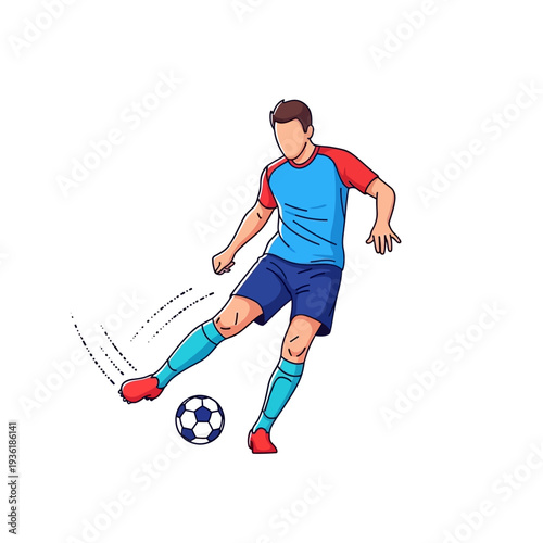 Soccer Player Kicking Ball - Dynamic Sport Illustration