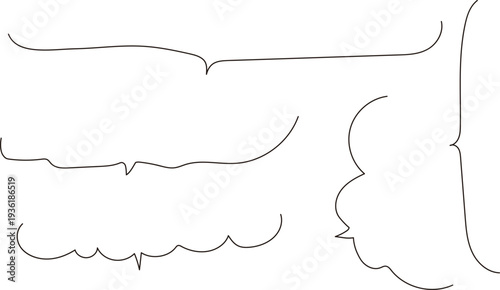 シンプル手描きの線描開放系ふきだしセット