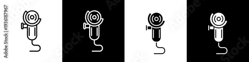  Angle grinder black and white icon design concept
