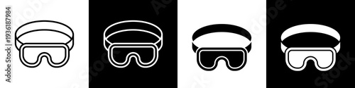  Safety glasses black and white icon design concept