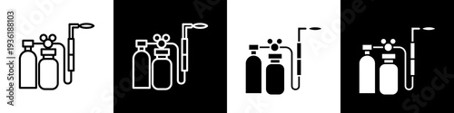 Welding gas black and white icon design concept
