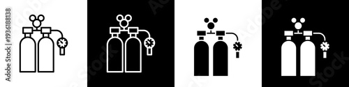 Gas cylinder  black and white icon design concept
