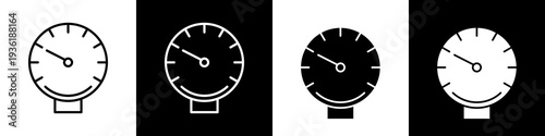 Pressure gauge black and white icon design concept