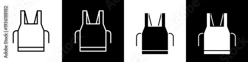  Safety apron black and white icon design concept