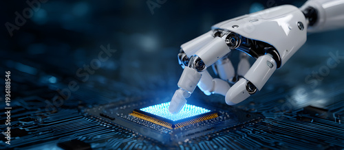 Robot hand touches chip