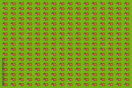 Tropical and floral pattern with green background.
