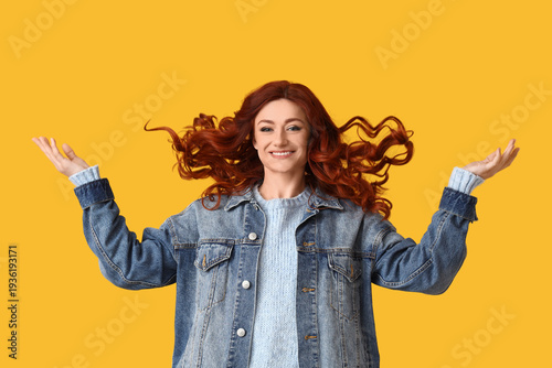 Beautiful young happy redhe...