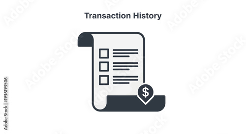 Transaction History Document Icon with Dollar Sign.
