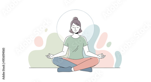 Woman Practicing Yoga Meditation Serene Position.