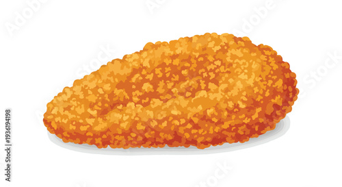 Crispy Fried Chicken Nugget, Golden Brown Breaded Meat Snack, Isolated on White Background
