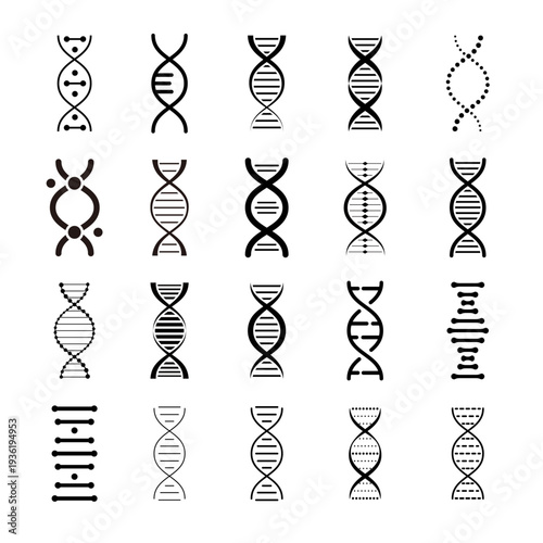 DNA・二重らせんアイコンセット
