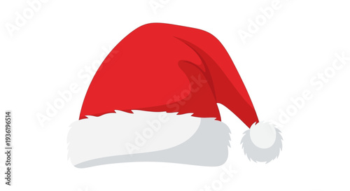 Classic red Santa hat with white fur and pompom