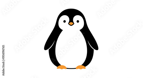 Cute cartoon penguin illustration on simple white background
