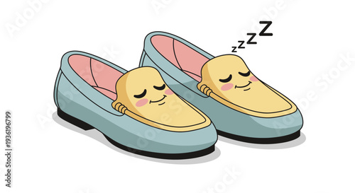 Cute cartoon sleeping loafers pair with Zzz symbols