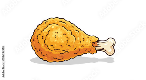 Crispy Fried Chicken Leg Drumstick, Delicious Fast Food, Isolated on White Background