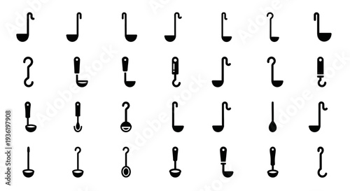 Collection of musical notes and symbols arranged in a grid pattern on a clean background viewed from directly above