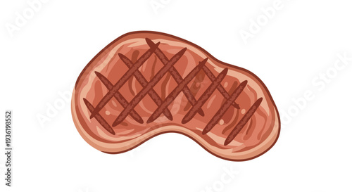 Grilled Steak Icon - Delicious Meat Cut with Grill Marks, Isolated on White