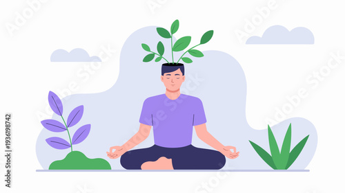 Man Meditating in Nature