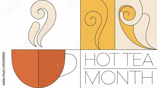 Cozy hot tea illustration for National Tea Month promotion