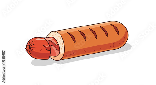 Delicious Hot Dog in a Bun, Classic American Fast Food Icon