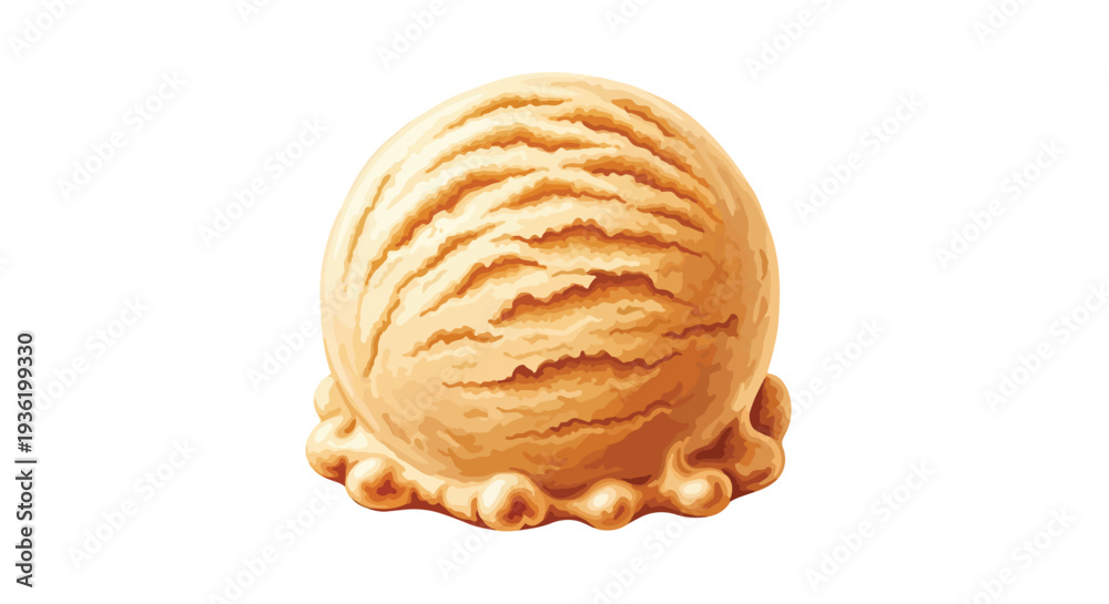 Fototapeta premium Single Scoop of Creamy Orange Ice Cream on White Background