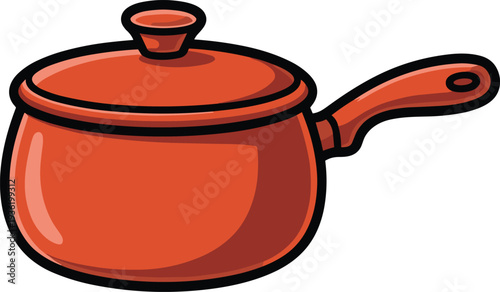 Red and black color pot vector on white background.