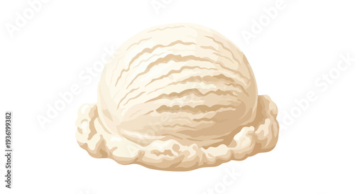 Delicious scoop of vanilla ice cream with creamy texture and soft swirls