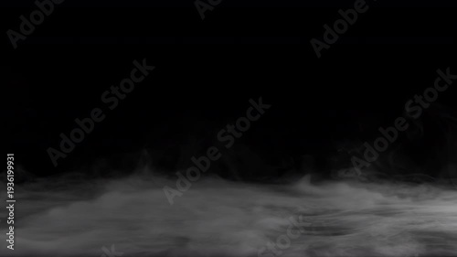 Super Slow Motion Shot of Mist Floating Over The Surface Isolated on Black Background at 1000fps.