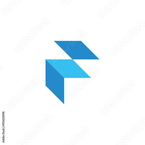letter f simple geometric simple linked trapeze logo vector