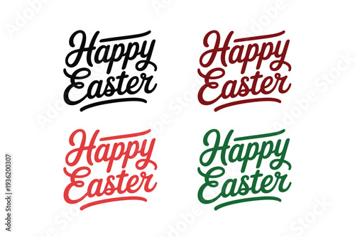 Joyful "Happy Easter" greetings in four festive colors, perfect for spring celebrations