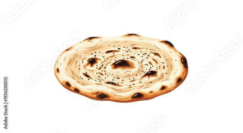 Freshly Baked Naan Bread with Black Sesame Seeds, Indian Flatbread