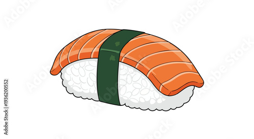 Delicious Salmon Nigiri Sushi with Rice and Seaweed, Japanese Cuisine