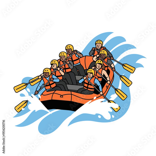 Group Whitewater Rafting Adventure on Raging River