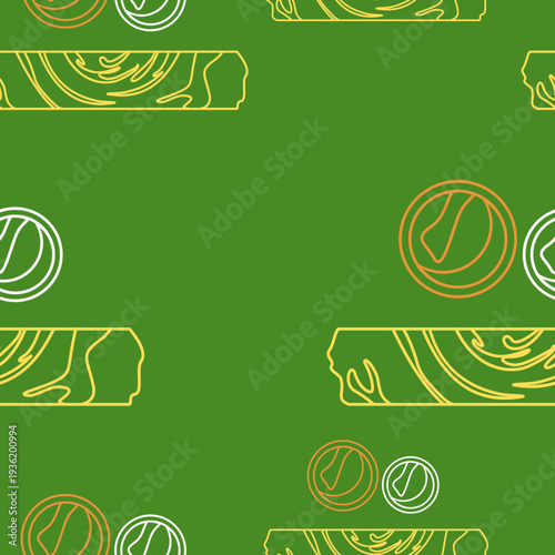Editable Outline Style Top View Indian Masala Dosa With Chutney and Sambar Vector Illustration Seamless Pattern for Background of Cuisine Related Design With South Asian Culture and Tradition