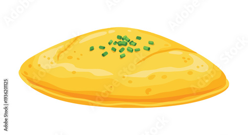 Delicious Golden Omelette Topped with Fresh Green Chives - Breakfast Food Illustration