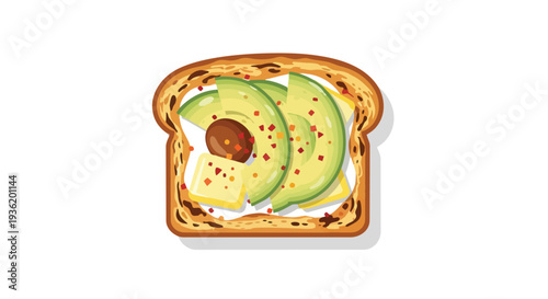 Healthy Avocado Toast with Cream Cheese and Chili Flakes on Toasted Bread