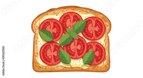 Healthy Tomato and Basil Bruschetta Toast with Cream Cheese Spread