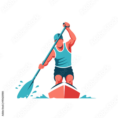 Man Paddling Sup Board, Summer Water Sport, Active Lifestyle