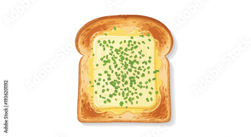 Delicious Buttered Toast with Chives Sprinkled on Top, Close-up Studio Shot